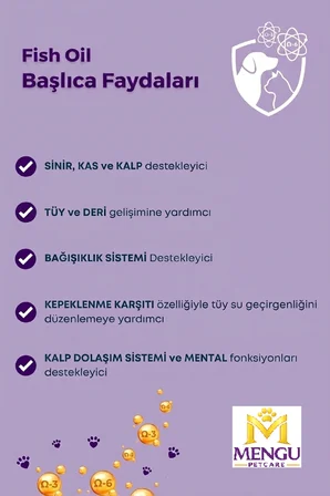 Fish Oil - Kedi ve Köpekler İçin Balık Yağı Omega 3-6 Epa Dha Norveç Somon Yağı Bağışıklık Desteği