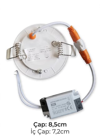 AKILLIELMA-LEVA LV-3089 LED PANEL YUVARLAK SLİM SIVA ALTI 3W BEYAZ 8,5CM