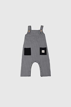 Totzee Ekose Unisex 6 Ay Tek Salopet Beyaz - Siyah