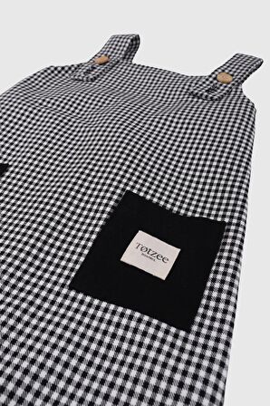 Totzee Ekose Unisex 6 Ay Tek Salopet Beyaz - Siyah