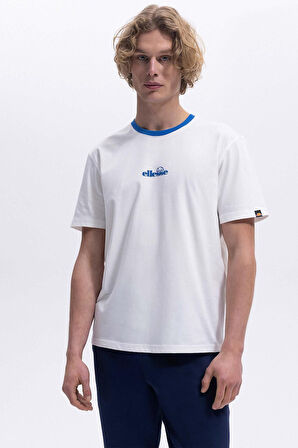 Ellesse Erkek Mavi Bisiklet Yaka Beyaz Tişört CMO183