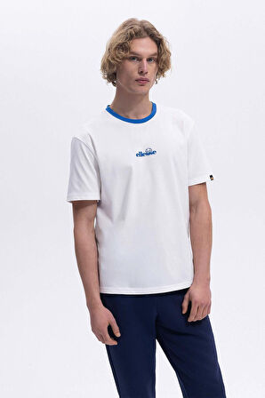 Ellesse Erkek Mavi Bisiklet Yaka Beyaz Tişört CMO183