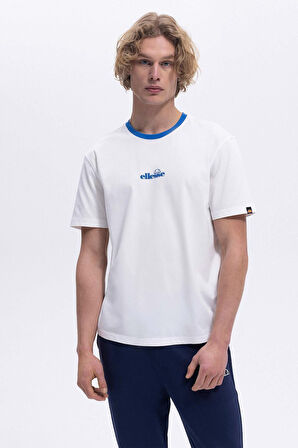 Ellesse Erkek Mavi Bisiklet Yaka Beyaz Tişört CMO183