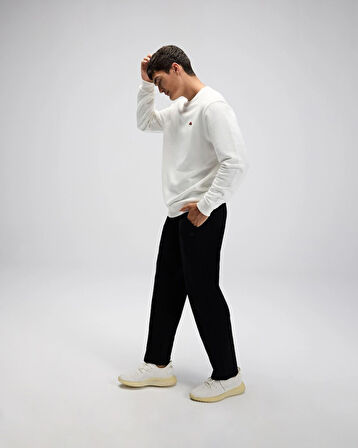 Ellesse EM579-OF Erkek Sıfır Yaka Beyaz Sweat