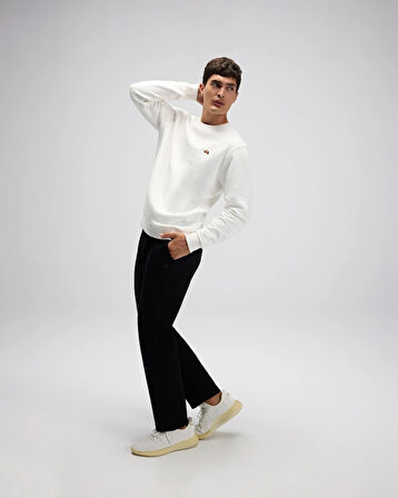 Ellesse EM579-OF Erkek Sıfır Yaka Beyaz Sweat