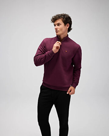Ellesse EM580-BRD Erkek Yarım Fermuarlı Bordo Sweat