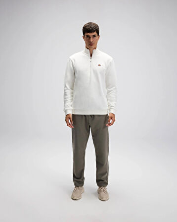 Ellesse EM580-OF Erkek Yarım Fermuarlı Beyaz Sweat
