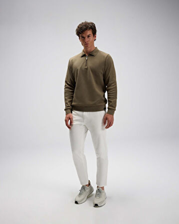 ELLESSE EM602-KH Erkek Haki Yarım Fermuarlı Polo Sweat