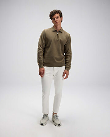 ELLESSE EM602-KH Erkek Haki Yarım Fermuarlı Polo Sweat