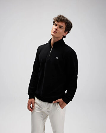 Ellesse EM603-BK Erkek Yarım Fermuarlı Siyah Sweat