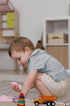 Keten Pileli Şort Fildişi