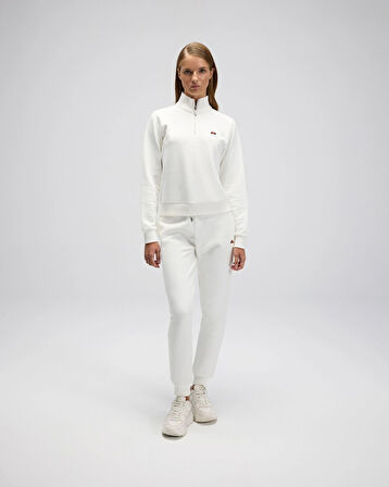 Ellesse EF557-OF Kadın Beyaz Yarı Fermuarlı Sweat