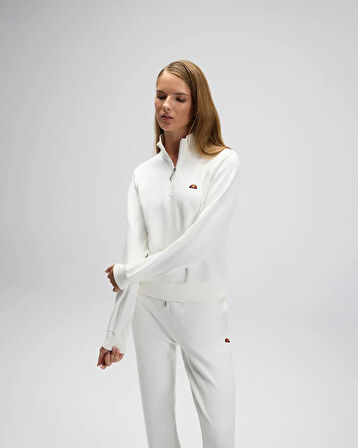 Ellesse EF557-OF Kadın Beyaz Yarı Fermuarlı Sweat
