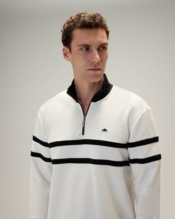 Ellesse 5WM1619-OF Erkek Yarım Fermuarlı Sweat Kırık Beyaz