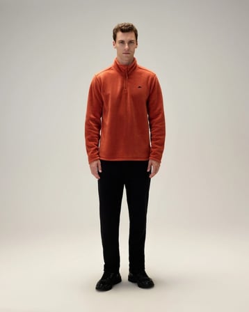 Ellesse 6WM1023-BR Erkek Yarım Fermuarlı Polar Kiremit