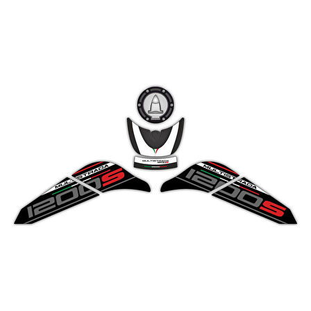 GP Kompozit Ducati Multistrada 1200 S 2015-2018 Uyumlu Tank Pad Seti Beyaz