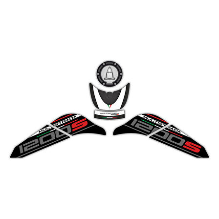 GP Kompozit Ducati Multistrada 1200 S 2015-2018 Uyumlu Tank Pad Seti Beyaz