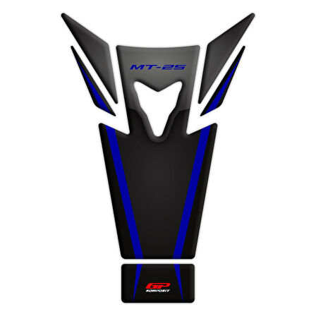 GP Kompozit Yamaha MT-25 2015-2019 Uyumlu Tank Pad Seti Siyah-Lacivert