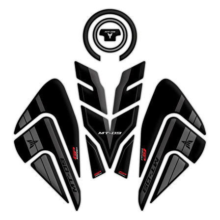 GP Kompozit Yamaha MT-09 2021-2023 Uyumlu Tank Pad Seti Siyah
