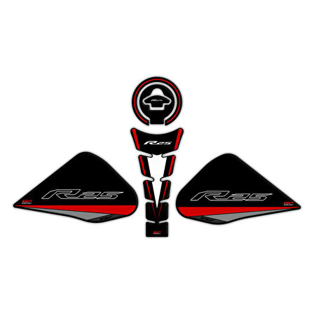 GP Kompozit Yamaha R25 2015-2018 Uyumlu Tank Pad Seti Kırmızı
