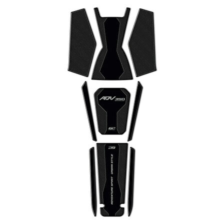 Gp Kompozit Tank Pad Seti 9 Parça Siyah Karbon Honda Adv 350 2023-2024