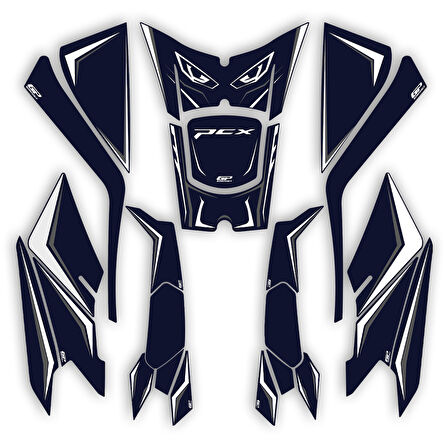 GP Kompozit Honda PCX 125 / 150 2025 Uyumlu Full Tank Pad Seti Mavi