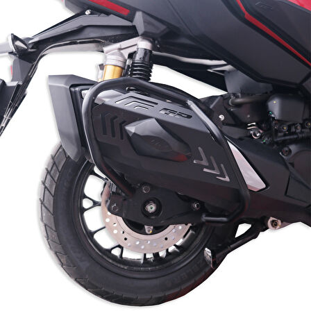 GP Kompozit Honda ADV 350 2025 Uyumlu Kapaklı Egzoz Koruma Demiri Siyah
