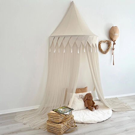 Pamuka Natural - Beige Bayraklı 120 Cm Duvar Tentesi