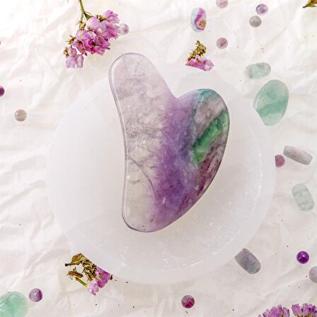 Florit Taşı Gua Sha Yüz Masaj Taşı Kalpli