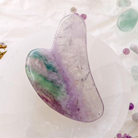 Florit Taşı Gua Sha Yüz Masaj Taşı Kalpli