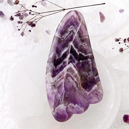 Ametist Taşı Gua Sha Yüz Masaj Taşı Kaz Ayaklı