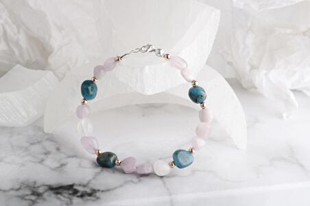 Sarel, Apatit-Pembe Gül Kuvars Doğaltaş Bileklik