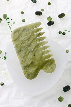 Yeşim Taşı Doğal Taş Gua Sha Tarak