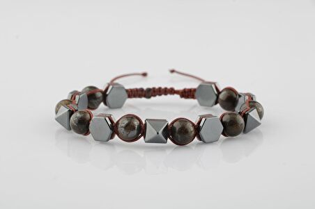 Bronzit-Hematit Doğal Taş Bileklik