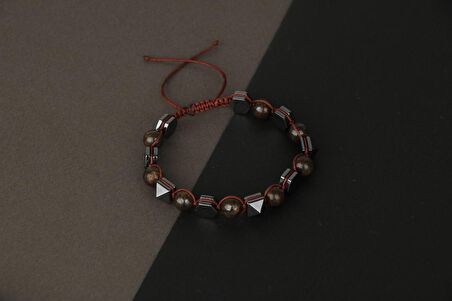 Bronzit-Hematit Doğal Taş Bileklik