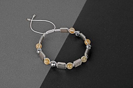 Sitrin Hematit Zirkon Doğal Taş Bileklik