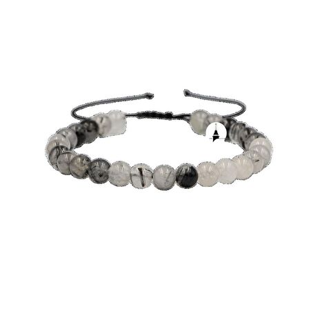 Rutilli Kuvars 6mm Merdiven Kapama Doğal Taş Bileklik