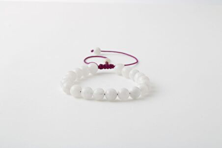 Ay Taşı 8mm Merdiven Kapama Doğal Taş Bileklik