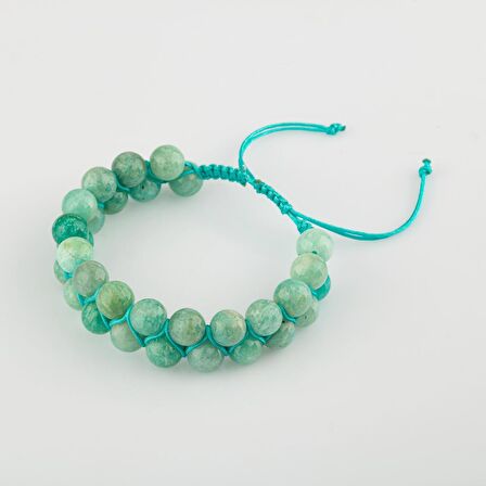 Amazonit 8mm Çift Sıra Makrome Doğal Taş Bileklik