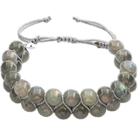 Labradorit 8mm Çift Sıra Makrome Doğal Taş Bileklik