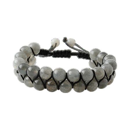 Labradorit 8mm Çift Sıra Makrome Doğal Taş Bileklik