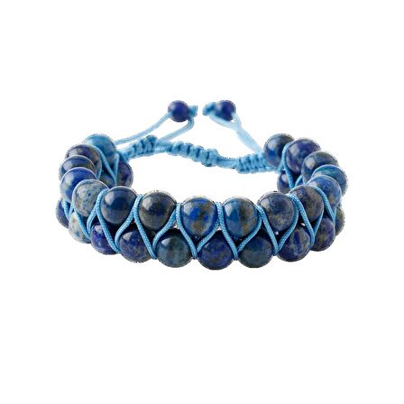Lapis Lazuli 8mm Çift Sıra Makrome Doğal Taş Bileklik