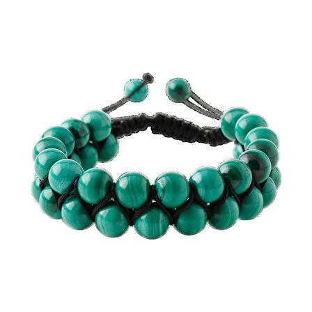 Malakit 8mm Çift Sıra Makrome Doğal Taş Bileklik