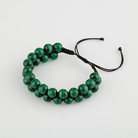 Malakit 8mm Çift Sıra Makrome Doğal Taş Bileklik