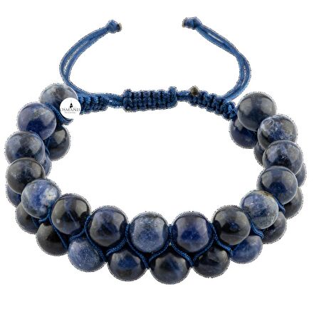 Sodalit 8mm Çift Sıra Makrome Doğal Taş Bileklik