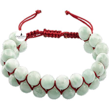 Yeşil Larimar 8mm Çift Sıra Makrome Doğal Taş Bileklik