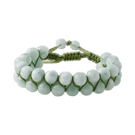 Yeşil Larimar 8mm Çift Sıra Makrome Doğal Taş Bileklik