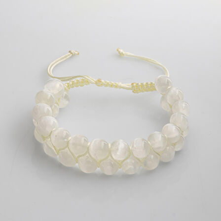 Selenit 8mm Çift Sıra Makrome Doğal Taş Bileklik