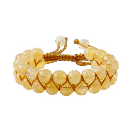 Sitrin 8mm Çift Sıra Makrome Doğal Taş Bileklik