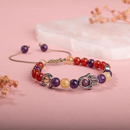 Serpantin 8mm Çift Sıra Makrome Doğal Taş Bileklik